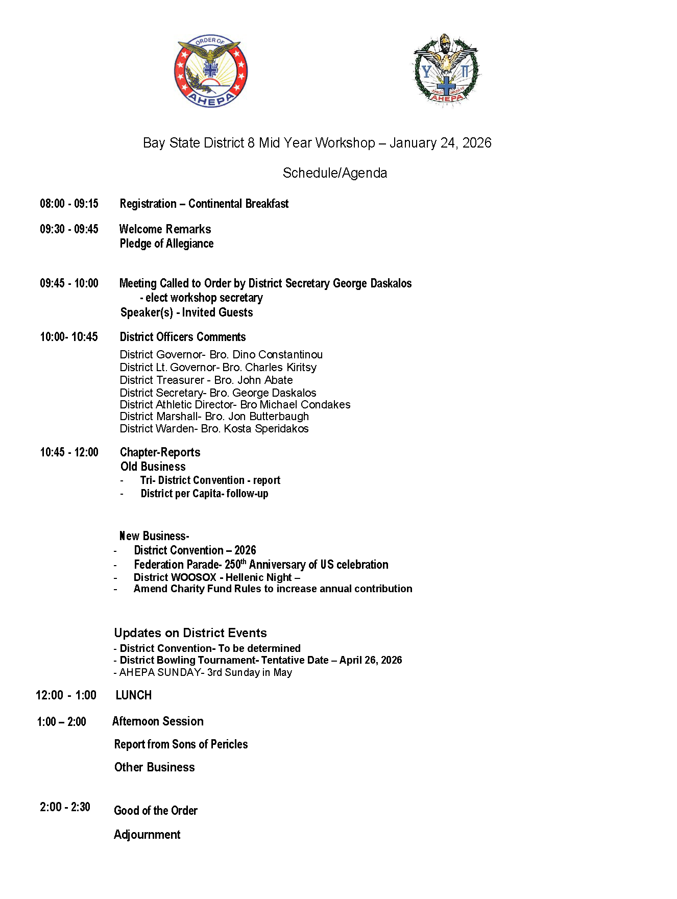 Bay State District 8 Mid Year Workshop – January 24, 2026